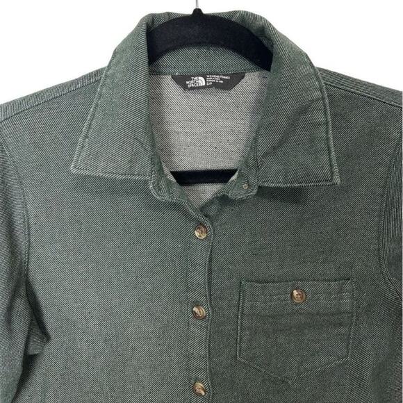 The North Face Women's Button-Down Long Sleeves Denim T-Shirt Green Gray Size S/ - Picture 2 of 6